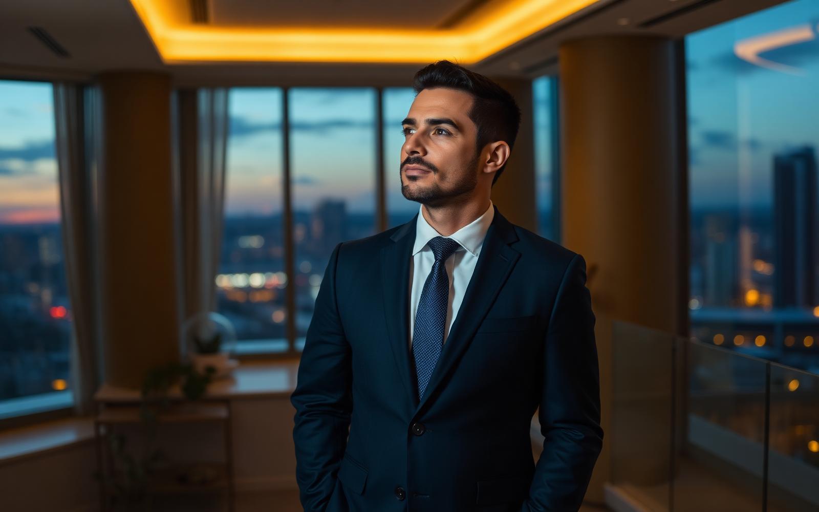 Executivo em flat corporativo